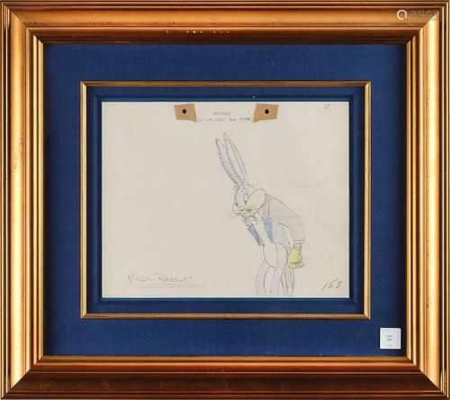 Bugs Bunny production drawing from Rhapsody Rabbit