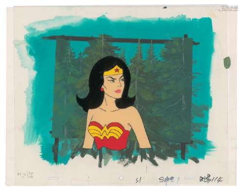 Wonder Woman production cel and background from Super