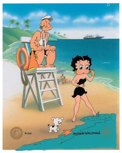 Popeye and Betty Boop limited edition cel signed by