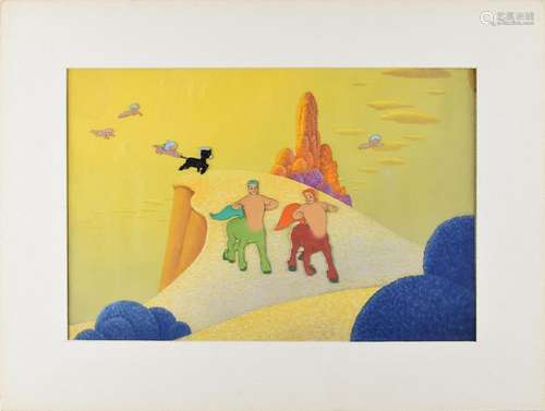 Centaurs, Cherubs, and a baby Pegasus production cels