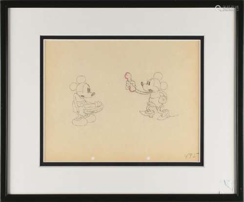 Mickey and Minnie Mouse production drawing from Puppy