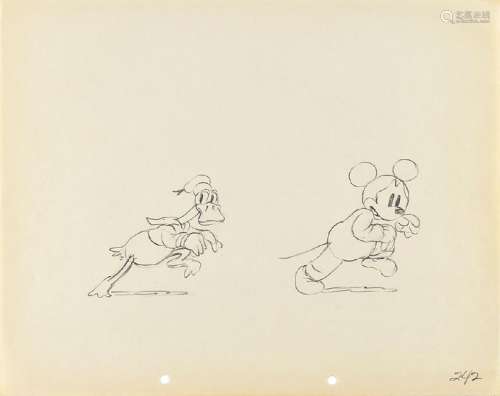 Mickey Mouse and Donald Duck production drawing from