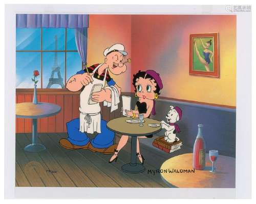 Popeye and Betty Boop limited edition cel signed by