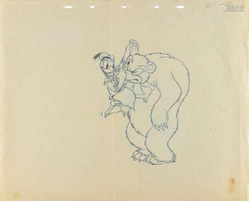 Donald Duck and the Bear concept story drawing from