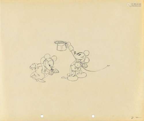 Mickey and Minnie Mouse production drawing from