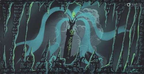 Eyvind Earle concept storyboard painting of Maleficent