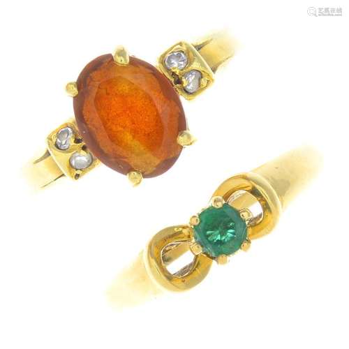 Two gem-set rings. To include an oval-shape citrine and