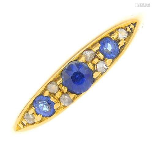 An early 20th century sapphire and diamond dress ring.