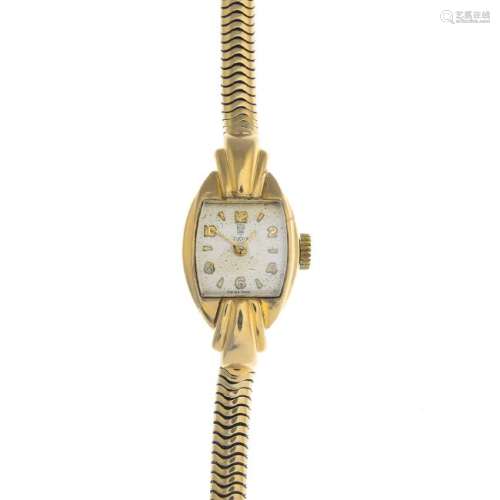 TUDOR -  a lady's wristwatch. Of rectangular glazed