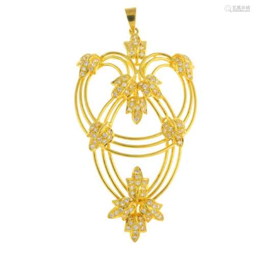 A diamond foliate pendant. Designed as a series of
