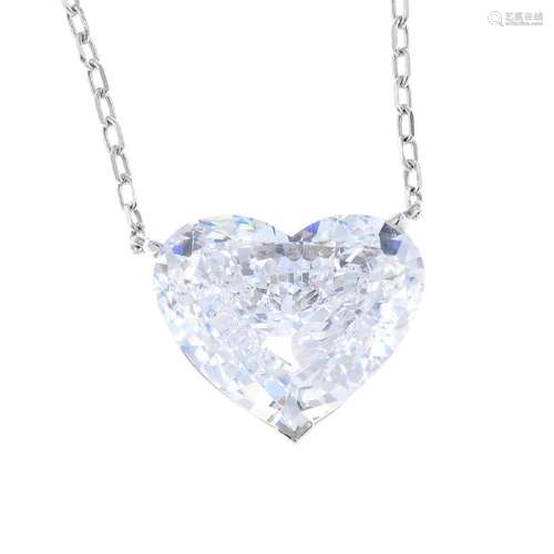 An 18ct gold cubic zirconia necklace. The heart-shape