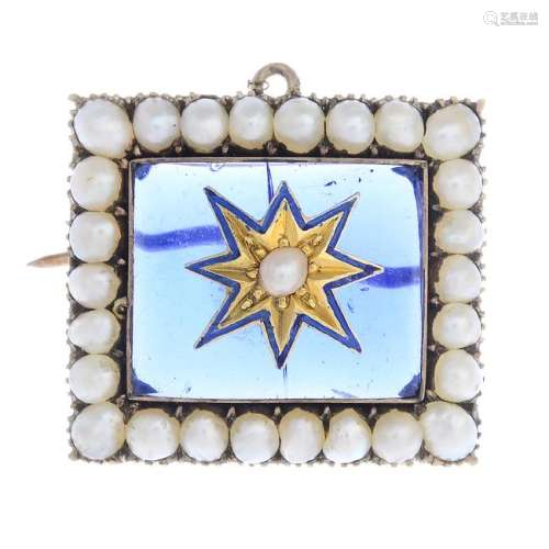 A late Victorian gold split pearl, paste and enamel