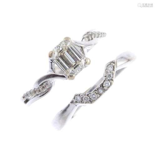 Two diamond rings. The first designed as a
