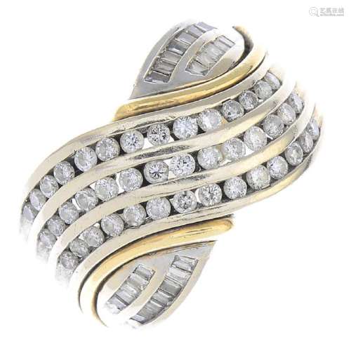 A diamond dress ring. Of bi-colour design, the