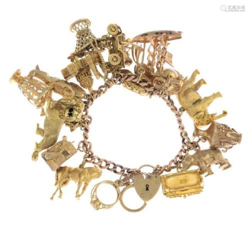 A charm bracelet. The curb-link chain, suspending