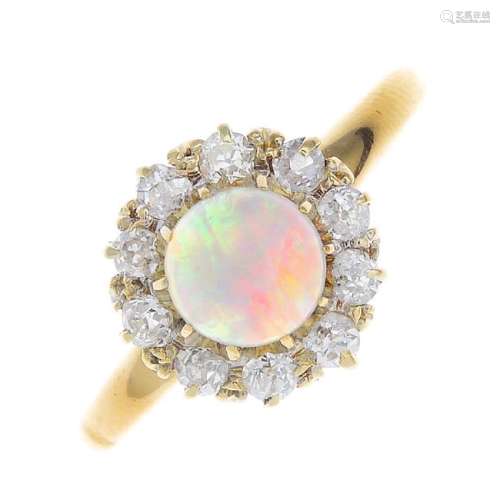An early 20th century 18ct gold opal and diamond