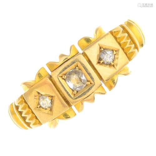 A late Victorian 18ct gold diamond dress ring. The