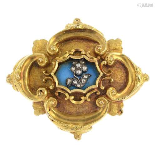 An early Victorian gold diamond and enamel memorial