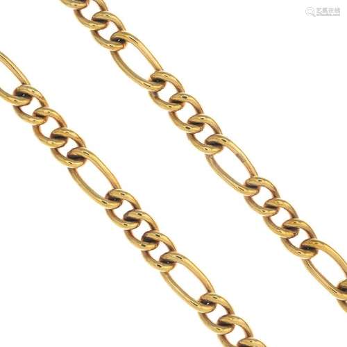 A necklace. Designed as a figaro-link chain, with