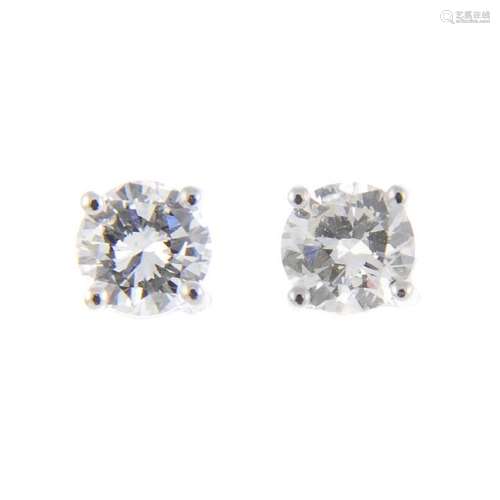 A pair of 18ct gold brilliant-cut diamond stud