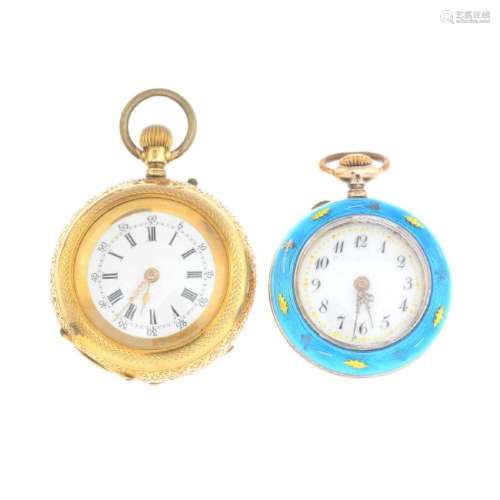 Two late 19th century open face fob watches. The first