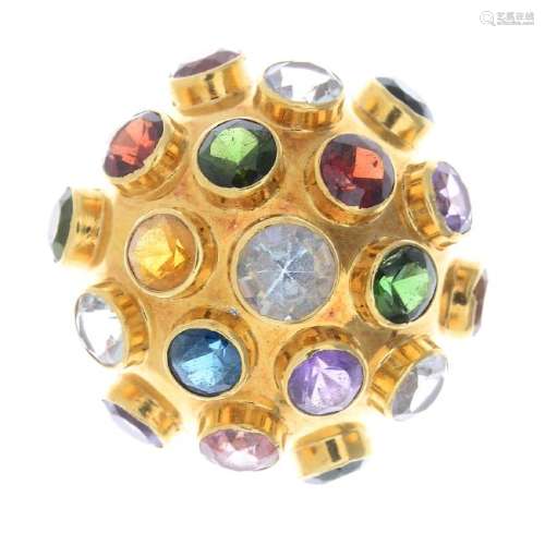 A gem-set dress ring. Of bombe design, set with a