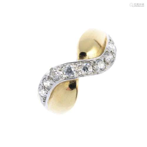 A 9ct gold cubic zirconia dress ring. Of crossover