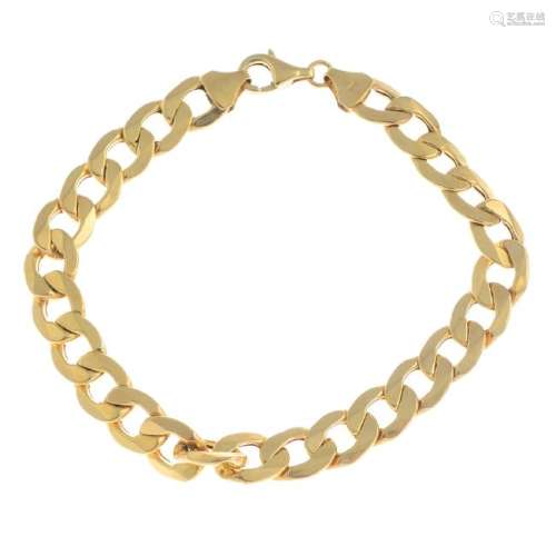 (53688) A 9ct gold curb-link bracelet. Hallmarks for