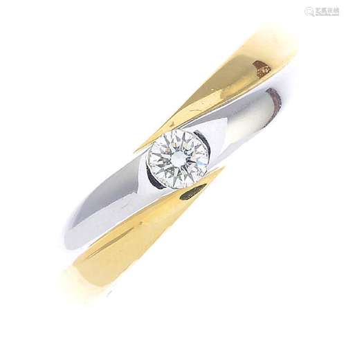 An 18ct gold diamond single-stone ring. Of bi-colour