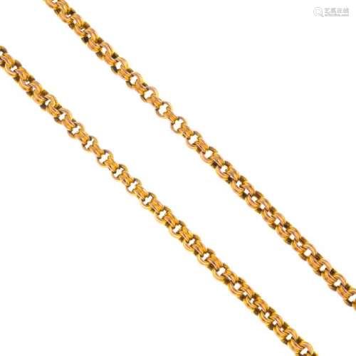 A late Victorian gold longard chain. Designed as a