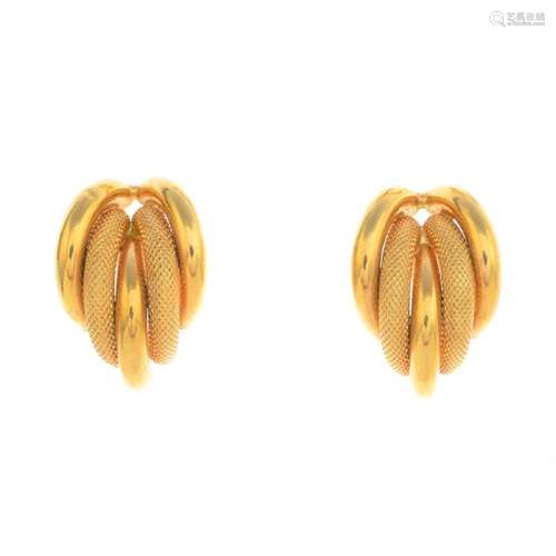 Two pairs of 9ct gold earrings. To include a pair of