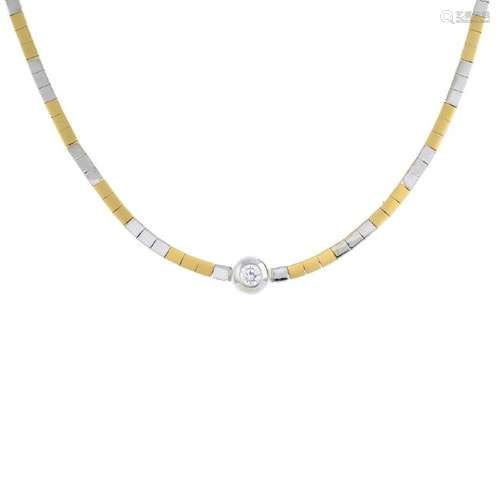 A cubic zirconia necklace. The circular-shape cubic