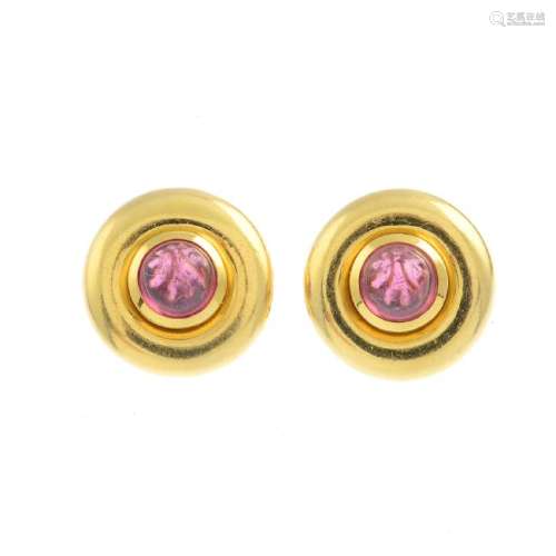 BOODLES & DUNTHORNE - a pair of 18ct gold tourmaline