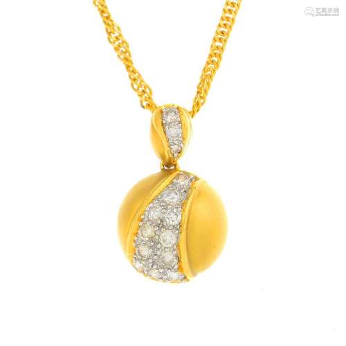 An 18ct gold diamond pendant. Designed as a dome, with