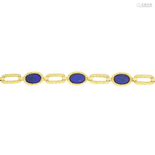 A lapis lazuli bracelet. Designed as a series of
