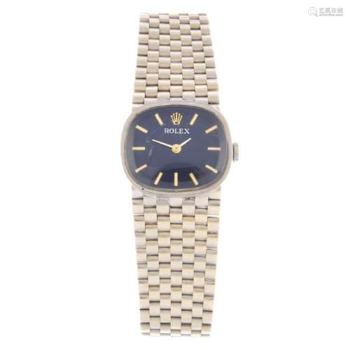 ROLEX - a lady's bracelet watch. 14ct white gold case,