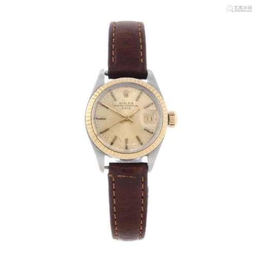 ROLEX - a lady's Oyster Perpetual Date wrist watch.