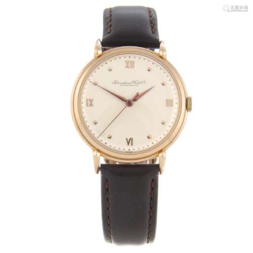 IWC - a gentleman's wrist watch. Rose metal case,