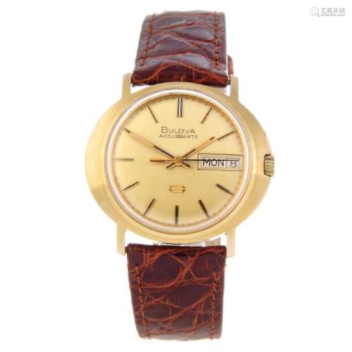 BULOVA - a gentleman's Accuquartz wrist watch. 9ct