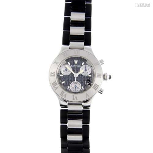 CARTIER - a Chronoscaph 21 chronograph wrist watch.