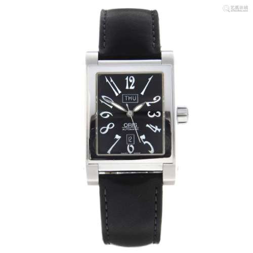 ORIS - a gentleman's Rectangular Day Date wrist watch.