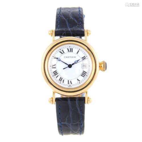 CARTIER - a Diabolo wrist watch. 18ct yellow gold case.