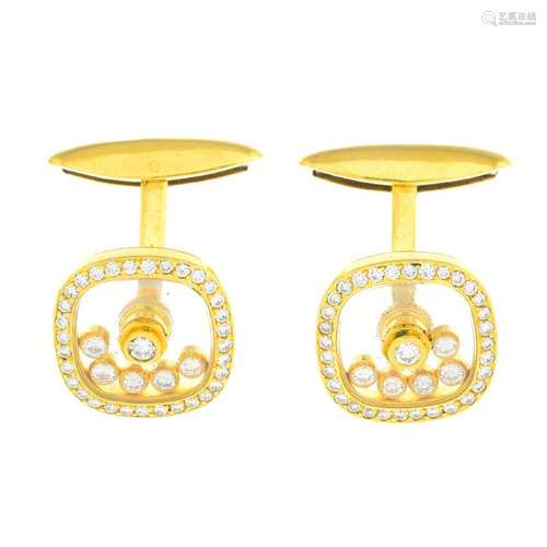 CHOPARD - a pair of 18ct gold 'Happy Diamonds'