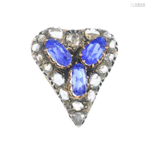 A Sri Lankan sapphire and diamond pendant. Of