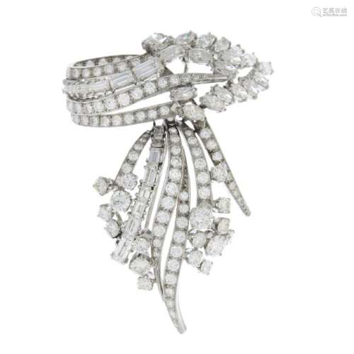 A mid 20th century diamond brooch. Designed as two