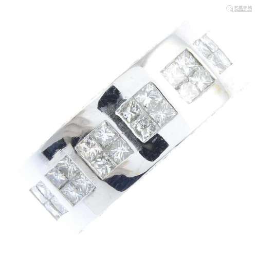 A diamond full eternity ring. Designed as a series of