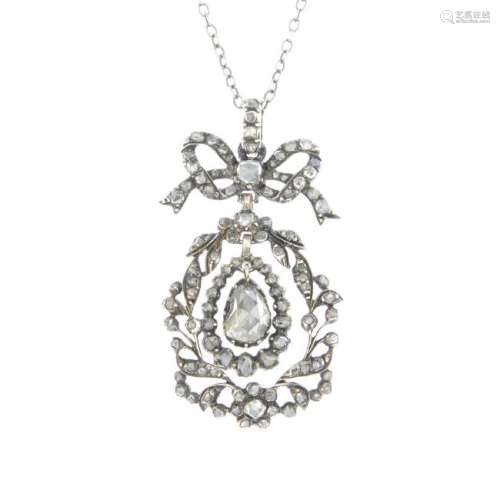 A Georgian silver diamond pendant. Designed as a