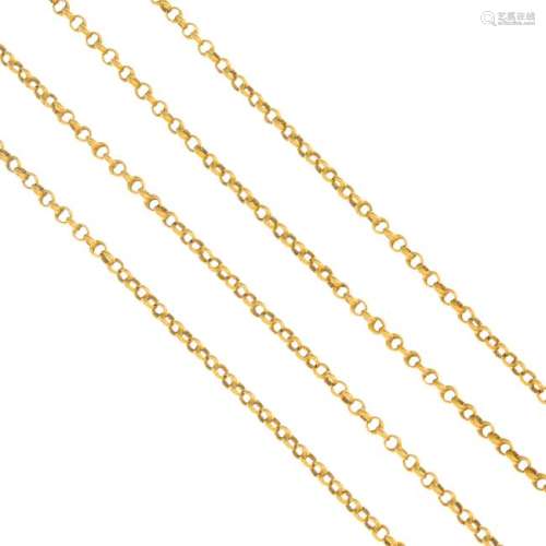 An early 20th century gold longuard chain. The