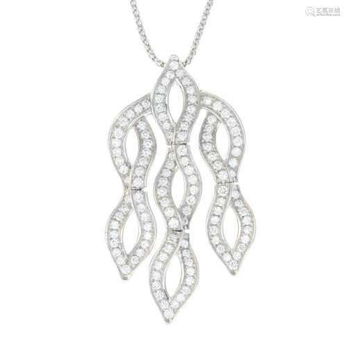 ASPREY - a diamond 'Wave' pendant. Designed as three