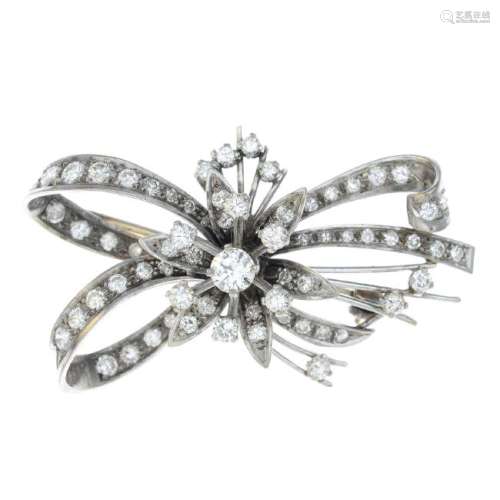 An early 20th century diamond brooch. Designed as a